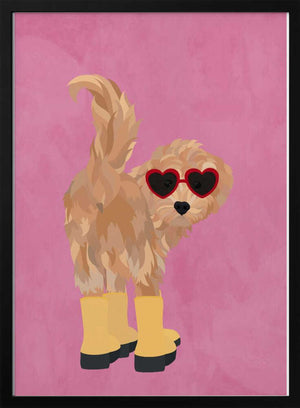 Tablou înramat „Cockapoo in wellies” de Sarah Manovski