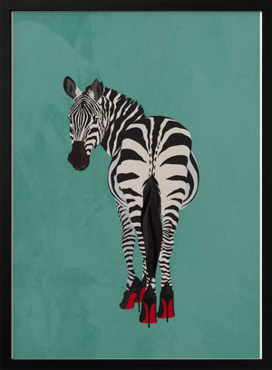 Tablou înramat „Zebra in heels teal” de Sarah Manovski