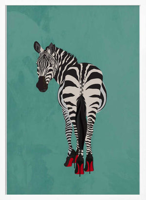 Tablou înramat „Zebra in heels teal” de Sarah Manovski