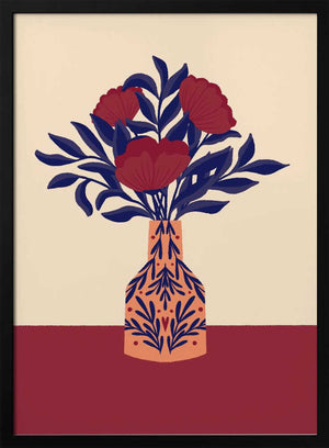 Tablou înramat „Burgundy Poppies In a Vase” de Angela Minca