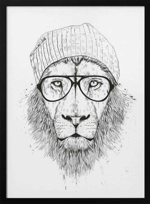 Tablou înramat „Cool Lion Bw” de Balazs Solti