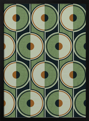 Tablou înramat „Retro Circles Green” de Alexandra Weise