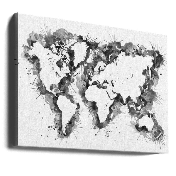 Tablou canvas „Gray strokes world map” de Rosana Laiz Blursbyai