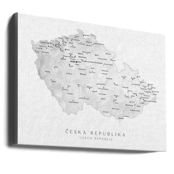 Tablou canvas „Gray watercolor map of the Czech Republic” de Rosana Laiz Blursbyai