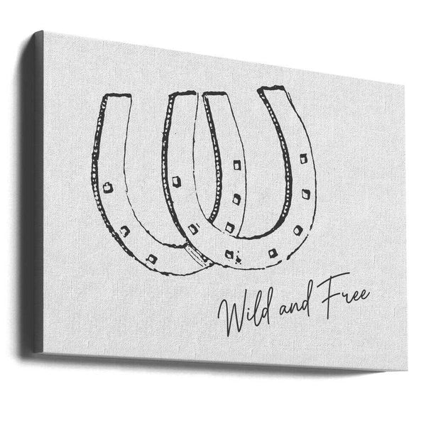 Tablou canvas „Horseshoe Wild and Free Black” de Jolly and Dash