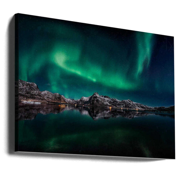 Tablou canvas „Lofoten Aurora Reflection” de Javier de la Torre