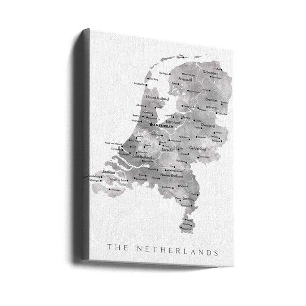 Tablou canvas „Gray map of the Netherlands” de Rosana Laiz Blursbyai