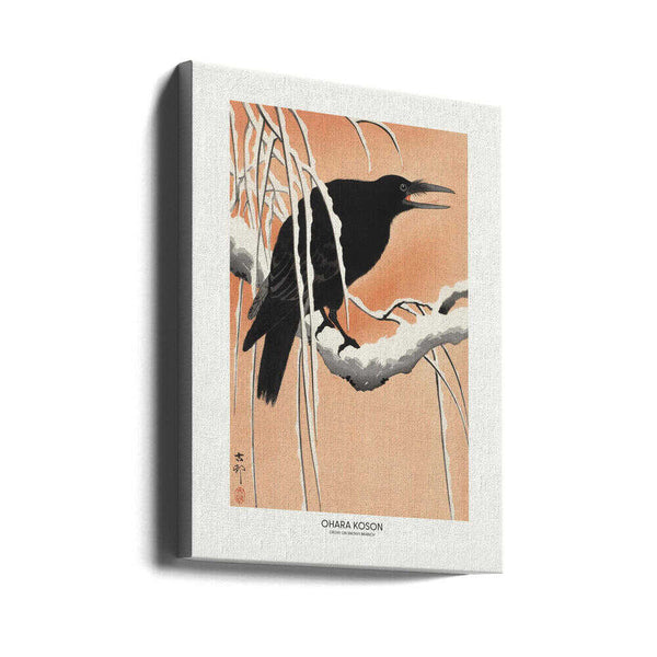 Tablou canvas „Crow On Snowy Branch” de Ohara Koson