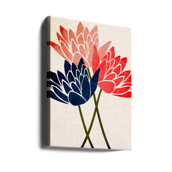 Tablou canvas „Three Dancing Blossoms” de Kubistika