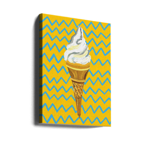 Tablou canvas „Ice Cream Yellow Zigzag” de Alice Straker