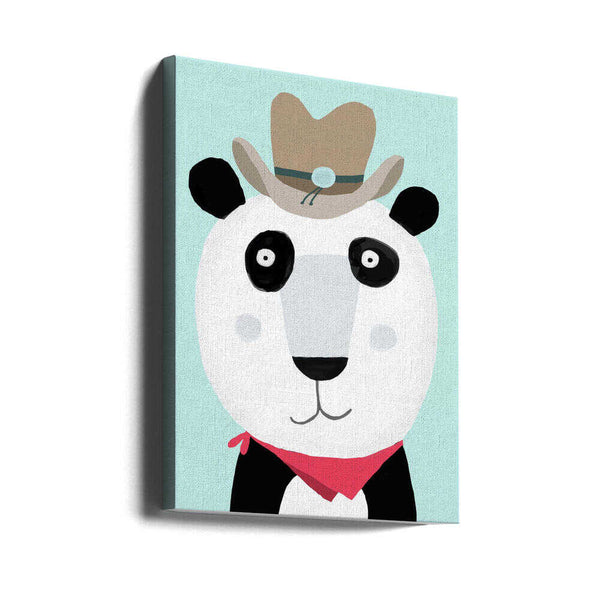 Tablou canvas „Funny Panda with Cowboy Hat by Artist Carla Daly” de Carla Daly