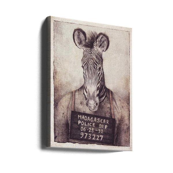 Tablou canvas „Zebra Mugshot Mystery” de Mike Koubou