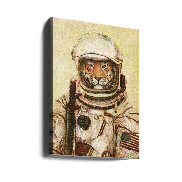 Tablou canvas „Tiger In A Vintage Astronaut Suit” de Mike Koubou