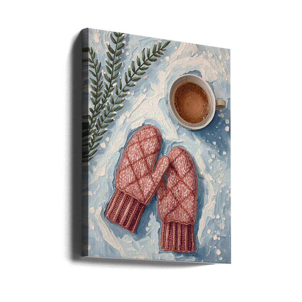Tablou canvas „Handschuhe im Schnee mit Kakao” de Ohkimiko