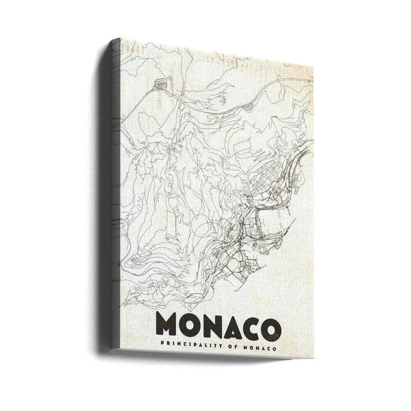 Tablou canvas „Monaco Vintage Travel Map” de Nicholas
