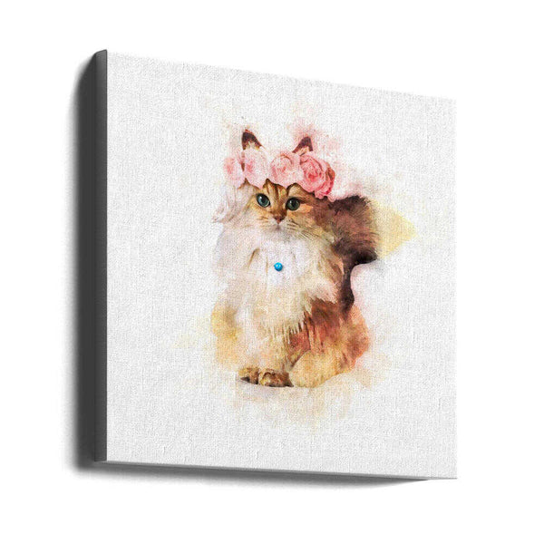 Tablou canvas „Floral Feline Majesty” de Emel Tunaboylu
