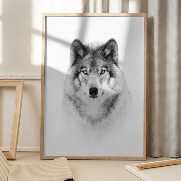 Tablou înramat „Portrait of a Timber Wolf” de Jim Cumming