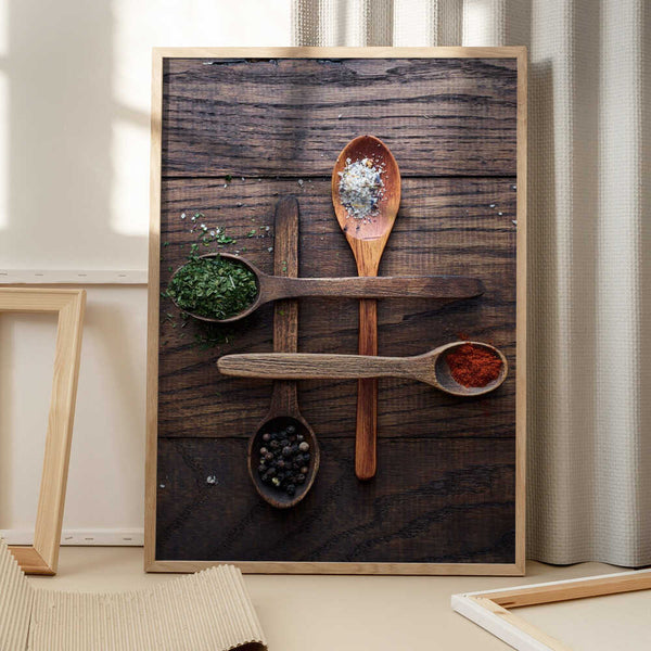 Tablou înramat „Wooden Spoons With Colorful Spices” de Karina Aleksandrova