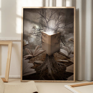 Tablou înramat „Old Tree Reading Story Book” de Angela Waye