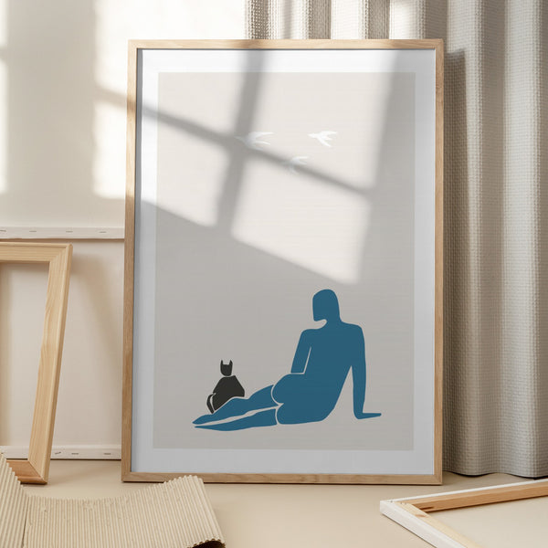 Tablou înramat „Woman and Cat” de Pictufy Studio II