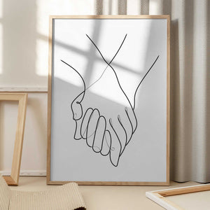 Tablou înramat „Holding Hands Lines” de Pictufy Studio II