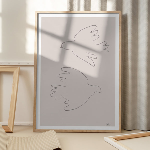 Tablou înramat „Two Doves” de Pictufy Studio II