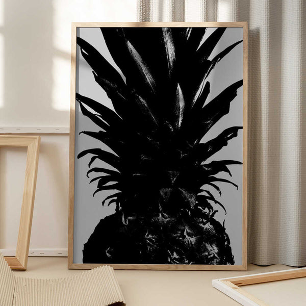 Tablou înramat „Pineapple bw” de Pictufy Studio III