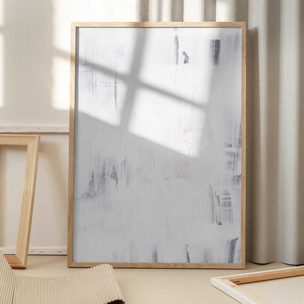 Tablou înramat „Soft White Brushstrokes” de uplusmestudio