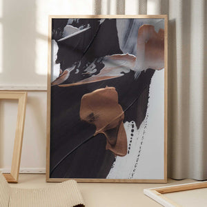 Tablou înramat „Dynamic Brushstrokes in Brown and Copper” de uplusmestudio