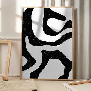 Tablou înramat „Organic Black Forms with Speckled Patterns” de uplusmestudio