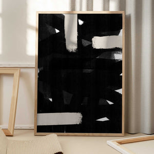Tablou înramat „Monochrome Brushstrokes” de uplusmestudio
