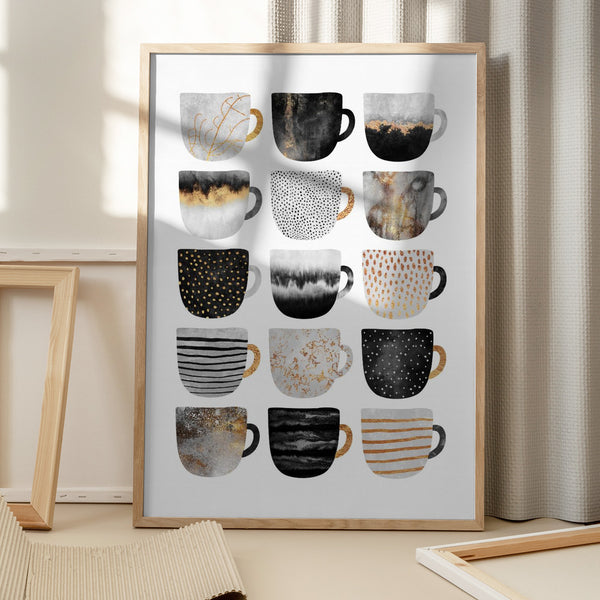 Tablou înramat „Pretty Coffee Cups” de Elisabeth Fredriksson