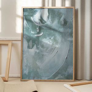 Tablou înramat „Green and White Acrylic” de uplusmestudio