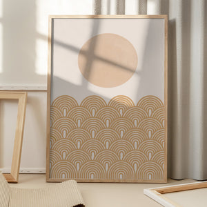 Tablou înramat „Golden Sun Waves” de THE MIUUS STUDIO