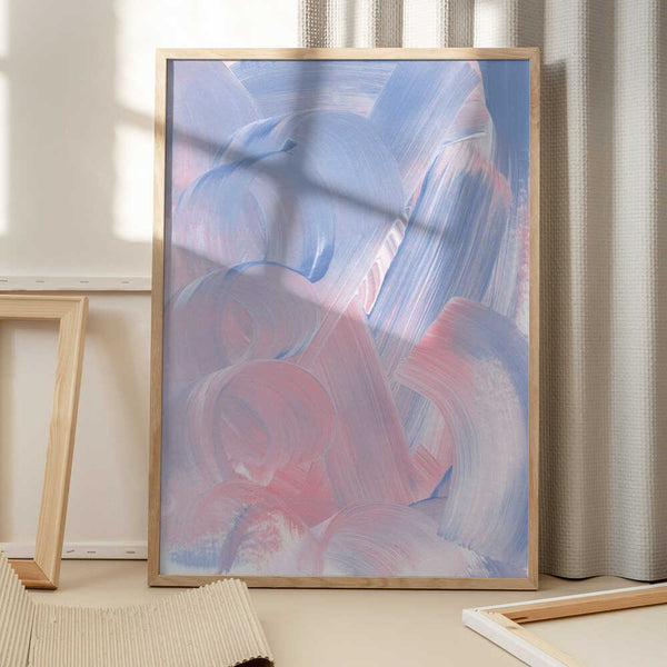 Tablou înramat „Pastel Brushstrokes In Blue And Pink Hues” de uplusmestudio