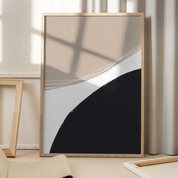 Tablou înramat „Beige And Black Organic Shapes” de uplusmestudio