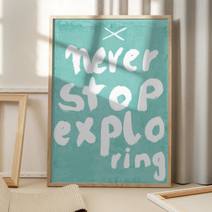 Tablou înramat „Never Stop Exploring” de Treechild