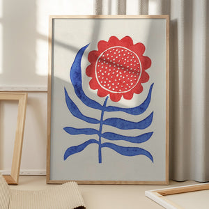 Tablou înramat „Red Flower / Lino Print” de Alisa Galitsyna