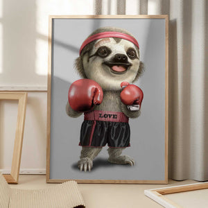 Tablou înramat „the boxing sloth” de Adam Lawless