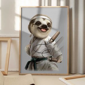 Tablou înramat „karate sloth” de Adam Lawless