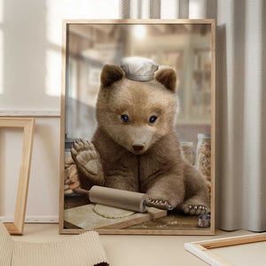 Tablou înramat „bear baking” de Adam Lawless