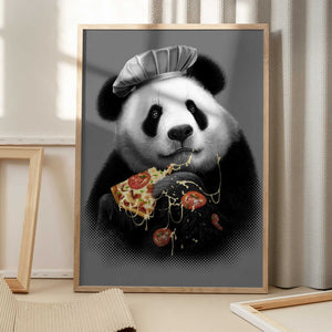 Tablou înramat „panda loves pizza” de Adam Lawless