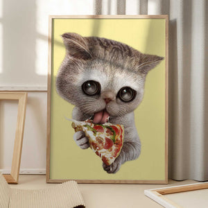 Tablou înramat „cat loves pizza” de Adam Lawless