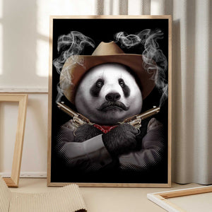 Tablou înramat „panda crossgun” de Adam Lawless