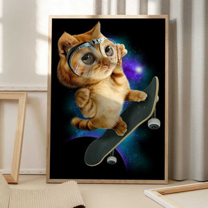 Tablou înramat „cat on skateboard” de Adam Lawless