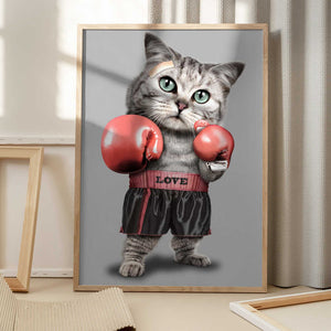 Tablou înramat „boxing cat” de Adam Lawless