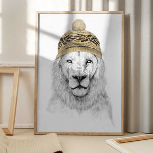 Tablou înramat „Winter Lion” de Balazs Solti