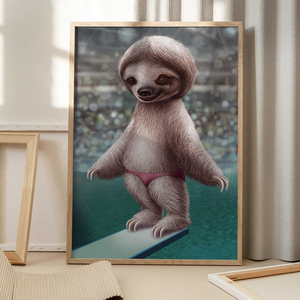 Tablou înramat „SLOTH THE DIVER” de Adam Lawless