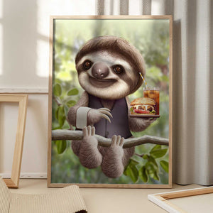 Tablou înramat „SLOTH ONTREE DELIVERY” de Adam Lawless