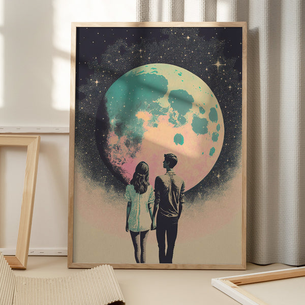 Tablou înramat „Lunar Lovers&#039; Journey” de Treechild